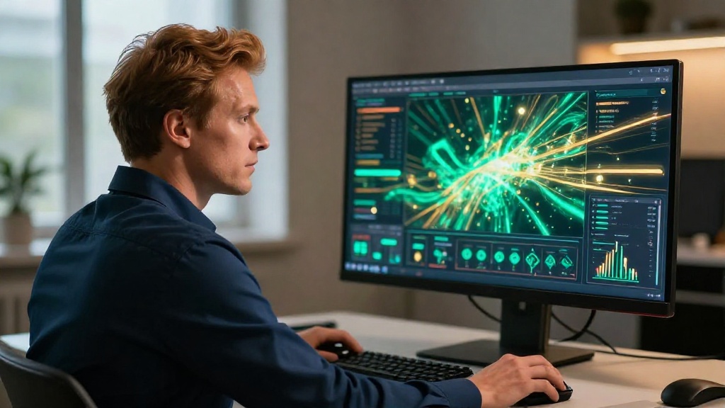 Мужчина устанавливает программу Фонбет на компьютер с Windows